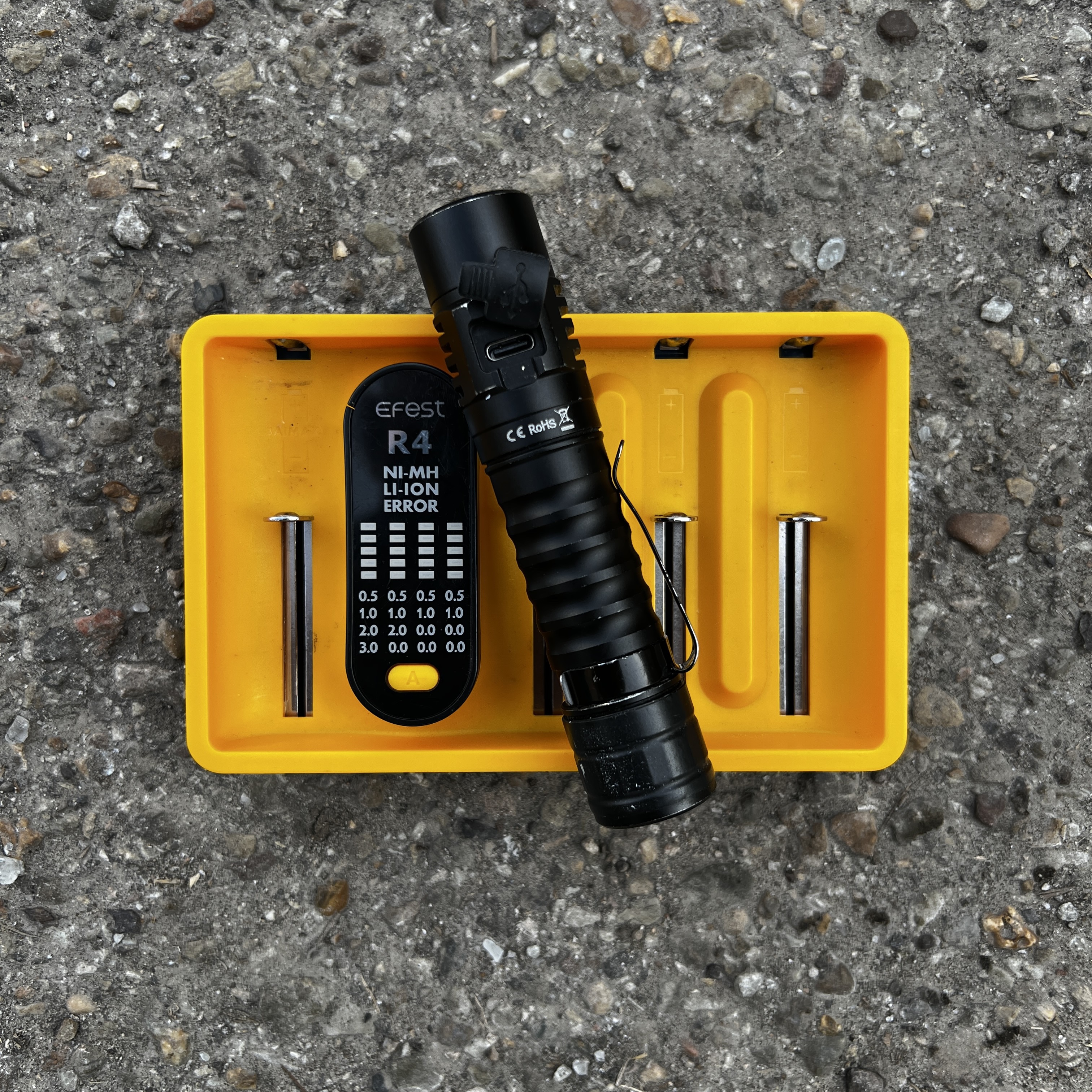 flashlight charger vs on board charging